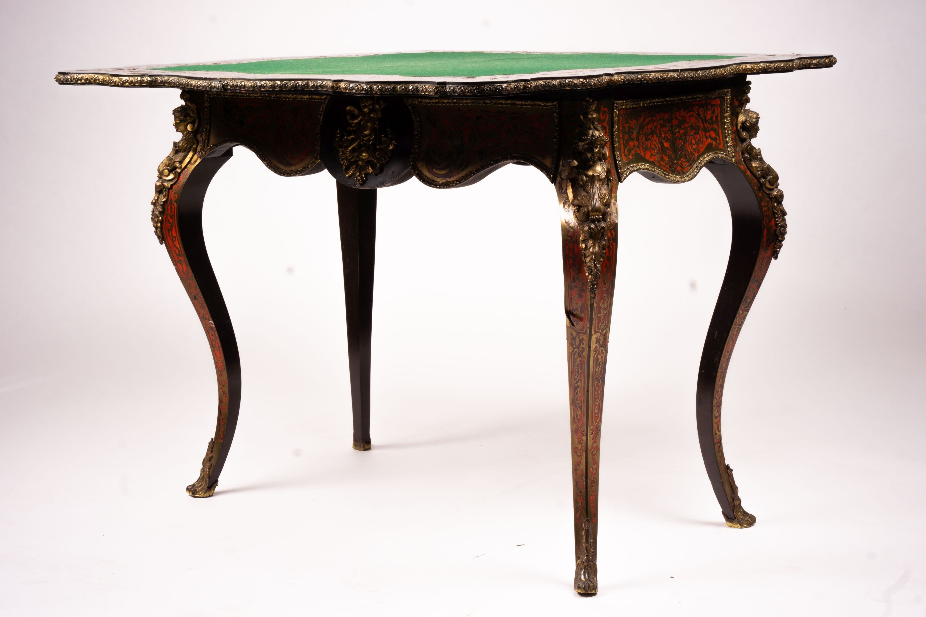 A 19th century Boulle folding card table, width 94cm, depth 46cm, height 74cm